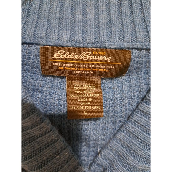 EDDIE BAUER 4 Button Knit Pullover Sweater Womens Size Large Blue - Picture 5 of 6